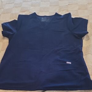 Figs Technical Collection V-Neck Top in Deep Blue Scrub Top